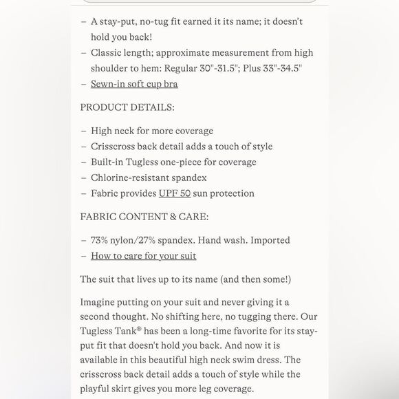 Land's End Tugless High Neck 1 piece swim dress egret white tropical floral Var - Picture 13 of 13